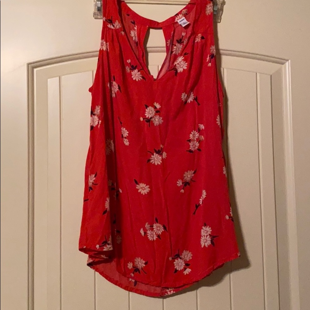 Red sleeveless top